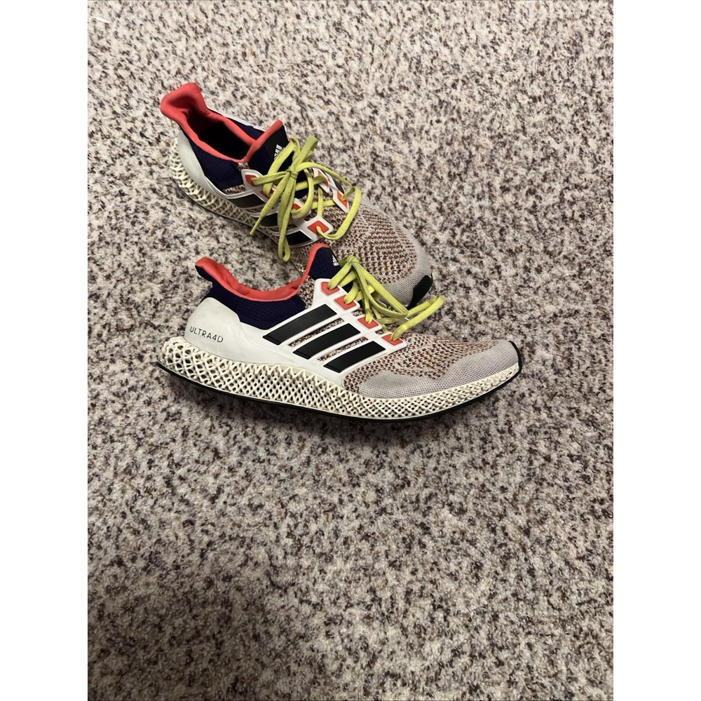 Adidas Ultra 4D White Solar Red Multicolor Shoes Men's Size 12
